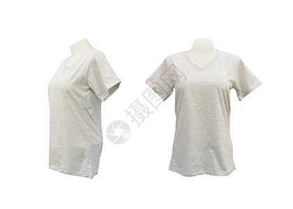 白色假发上一套女性T恤衫模板女孩服装纺织品零售广告精品店铺袖子棉布尺寸图片