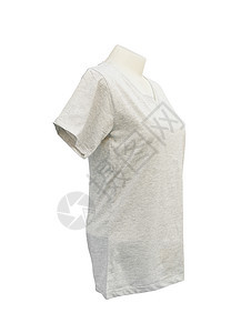 白色假发上的女性T恤衫模板精品女孩广告袖子零售运动衬衫模型衣服棉布图片