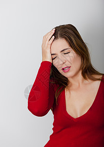 头痛的女人压力女性疼痛伤害疲劳成人卫生悲伤疾病病人图片