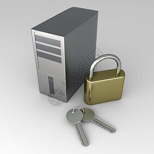 计算机安全电脑密码防火墙技术钥匙挂锁保障机器插图桌面图片