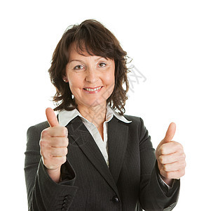 精炼的高级女商务人士肖像女士工人幸福工作喜悦手势成人微笑商务人士图片