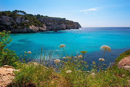 松绿的Balearic地中海旅行海景岩石海洋海岸晴天太阳支撑假期荒野图片