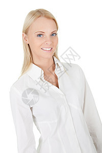 美丽的成功商业女实业家工作人士喜悦工人商务女孩微笑套装白色公司图片