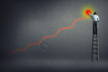 墙上图画的商务人士增长情况创造力风险图表写作解决方案领导公司职业技术困惑图片