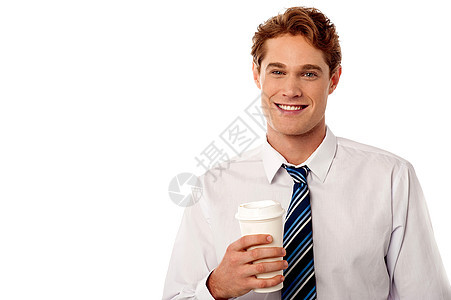 持有冷饮的法人男子工作商务咖啡男人工作室男性领带企业家管理人员老板图片