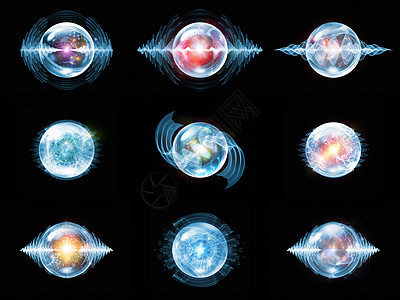 虚拟波粒子理论魔法光子辉光实验室精神正弦波球体缩影数学图片
