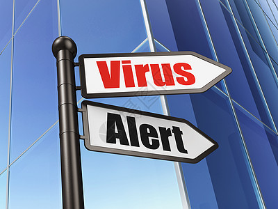 安全概念 在建筑背景上签署病毒警报图片