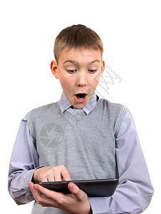 带平板电脑的男孩工具孩子互联网男性喜悦男生药片消遣童年工作室图片