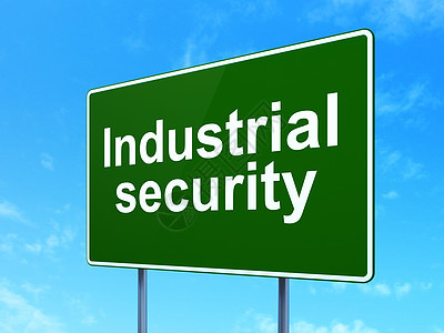 保护概念 公路标志背景上的工业安全;道路标志背景背景图片