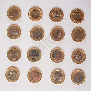 欧元货币硬币财富商业金融银行业背景图片