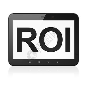 商业概念 平板电脑ROI领导者交易营销战略生意成就老板投资团队项目图片