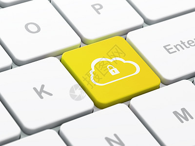 云计算概念网站白色钥匙黄色互联网软垫创新安全隐私软件图片
