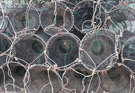 捕捞渔业和海产食品的陷阱港口钓鱼绳索工具海鲜龙虾码头螃蟹渔夫绿色图片