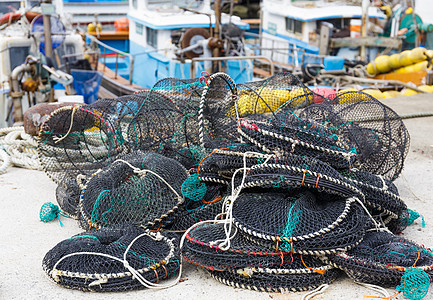 捕捞渔业和海产食品的空陷阱图片