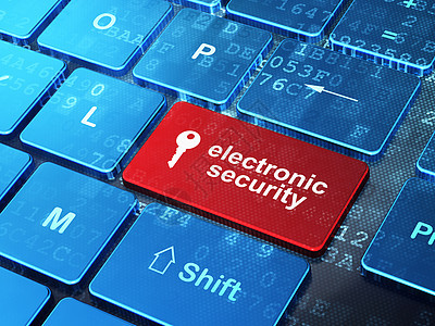 保护概念 计算机键盘背景中的关键和电子安全 以及电子安全图片