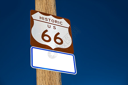 美国亚利桑那州66号公路路标天空信号概念灭绝历史历史性蓝色数字旅行沙漠图片