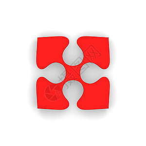 红色谜题片玩具战略解决方案拼图白色背景图片