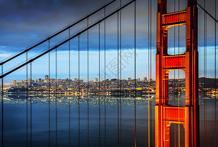 金门大桥 旧金山波浪电缆海岸娱乐地标运输天空海洋爬坡日出图片