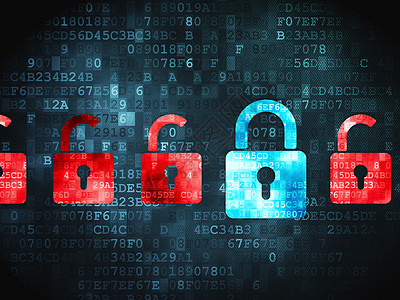 安全概念 数字背景的锁上政策技术展示代码软垫钥匙隐私攻击网络蓝色图片