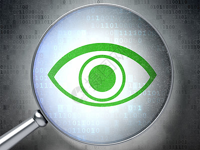 隐私概念 以数字背景的光玻璃眼视镜密码财产保卫代码犯罪网络别针警报镜片攻击图片