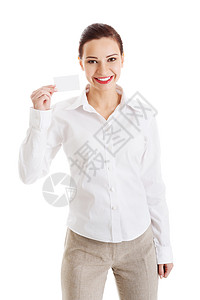 拥有私人卡片的漂亮女商务人士商业管理人员商务秘书套装成人女性老板震惊女士图片