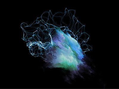 分形星云的拆叠海蜇曲线卷须蓝色物理学技术黑色灯丝运动粒子图片
