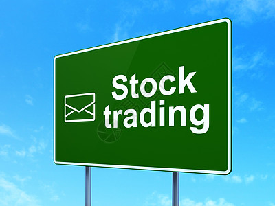 商业概念 股票交易和电子邮件路标标志背景图片