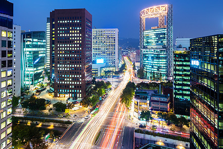 首城之夜城市摩天大楼商业办公室住宅建筑景观风景场景交通图片