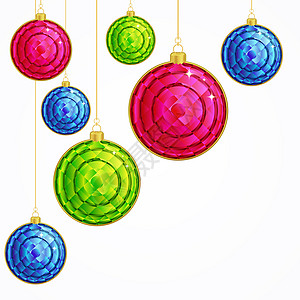 矢量圣诞背景 有球星星插图金子季节假期玻璃装饰品装饰庆典墙纸图片