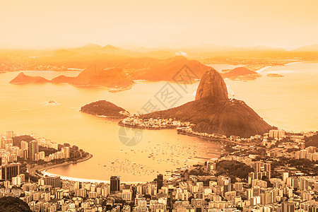 巴西里约热内卢海岸爬坡风景海滩地标城市全景天线山脉面包图片