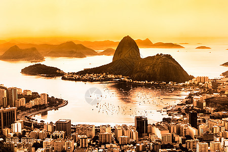 巴西里约热内卢海洋天线市中心天际旅游森林假期日落海滩风景图片