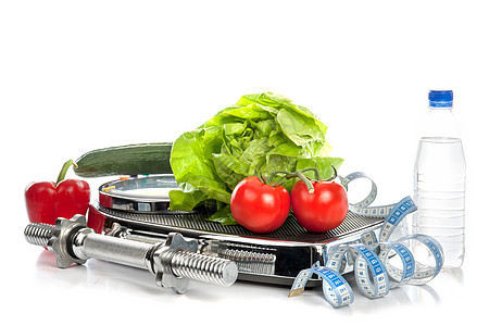 膳食和运动尺寸损失食物减肥哑铃数字饮食活力午餐水果图片