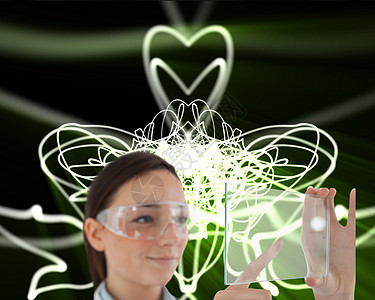 持有虚拟屏幕保护眼镜的博士医生紧张窗格韵律计算机波浪悬念护目镜科学家从业者压力图片