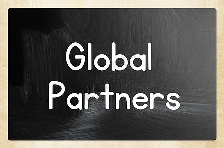 全球合作伙伴全球伙伴概念黑板贸易商品社区控制邮件后勤生产粉笔网络图片