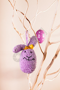 手工制作的东经装饰品假期蕾丝毛毡创造力工艺礼物兔子紫色季节白色图片