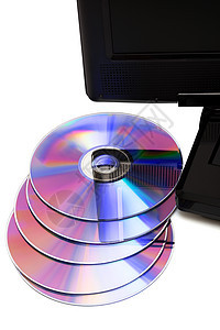 带有 dvd 磁盘的电视技术数据视频电气反射控制电影玩具屏幕音乐图片