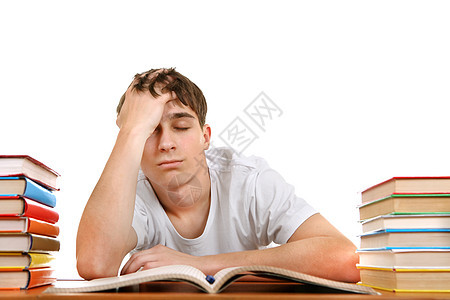 忧伤的 疲倦的学生工作青春期图书男人青年男性考试教科书刺激教育图片