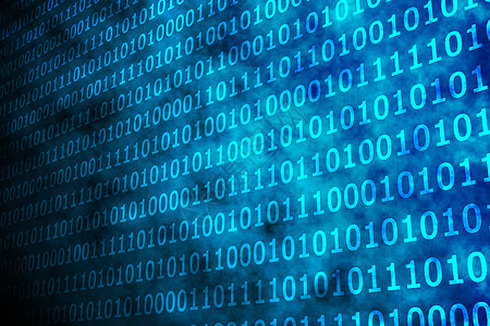 黑色背景的闪亮蓝色二进制代码技术编码绘图计算机未来派数字计算辉光图片