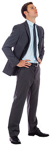 认真的生意人 手握臀部职业领带棕色短发衬衫人士男人套装商业男性图片