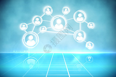 未来技术接口 未来技术界面网络互联网计算机社区社交网络绘图蓝色背景图片