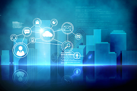 未来技术接口 未来技术界面摩天大楼城市社区互联网景观计算电脑网络建筑计算机图片