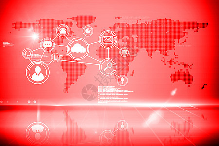 未来技术接口 未来技术界面红色电脑科技计算未来派绘图社区计算机背景图片