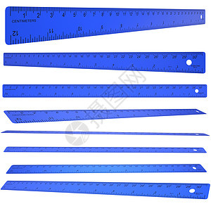 蓝塑料标尺宽度学校数字公制白色小路剪裁尺寸乐器毫米图片