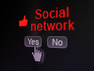 社交媒体概念 Thumb Up图标和数字计算机屏幕上的社会网络图片