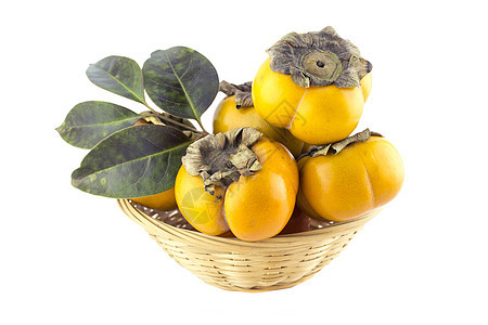 百西蒙水果饮食橙子小吃季节营养异国柿子食物热带叶子图片