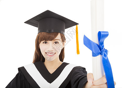 持有并颁发文凭的年轻女毕业生学生人数和学历图片