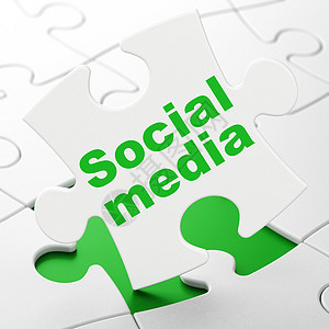 社会网络概念 社交媒体在拼图背景上游戏网站软件绿色朋友团队挑战扇子博客解决方案图片