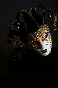 小丑面具掩蔽者身份蒙面舞会戏剧黑色女士性格狂欢图片