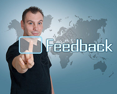 反馈评分男人回应界面服务审查网络顾客按钮蓝色图片