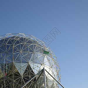 银穹顶三角形蓝色科学工程地球金属材料球体建造建筑图片